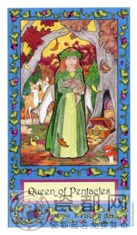 奇幻塔罗牌 - Whimsical Tarot - 钱币王后 - Queen Of Pentacles