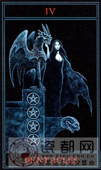 哥特塔罗 - The Gothic Tarot - 钱币四 - Four Of Pentacles