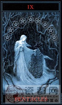 哥特塔罗 - The Gothic Tarot - 钱币九 - Nine Of Pentacles