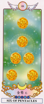 希腊精灵塔罗牌 - Grecian Eudaemon Tarot - 钱币六 - Six Of Pentacles