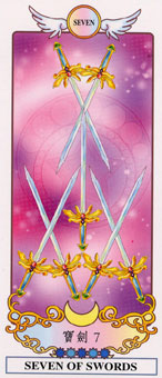 希腊精灵塔罗牌 - Grecian Eudaemon Tarot - 宝剑七 - Seven Of Swords