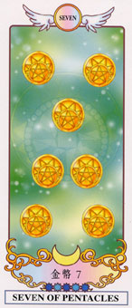 希腊精灵塔罗牌 - Grecian Eudaemon Tarot - 钱币七 - Seven Of Pentacles