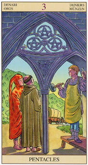 新视角伟特塔罗牌 - Tarot of the New Vision - 钱币三 - Three Of Pentacles