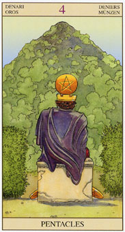 新视角伟特塔罗牌 - Tarot of the New Vision - 钱币四 - Four Of Pentacles