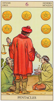 新视角伟特塔罗牌 - Tarot of the New Vision - 钱币六 - Six Of Pentacles