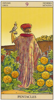 新视角伟特塔罗牌 - Tarot of the New Vision - 钱币九 - Nine Of Pentacles