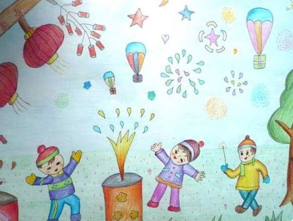 2018小学生庆元旦的儿童画